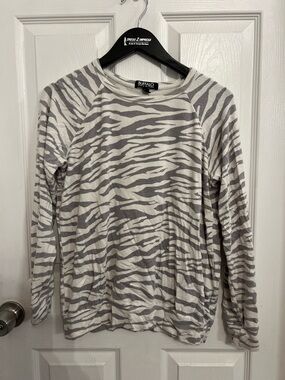 Buffalo David Bitton Gray & White Zebra-Print Crewneck Sweater